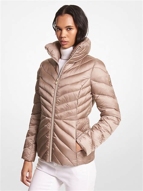 michael kors puffer jacket fur hood|Michael Kors packable jacket.